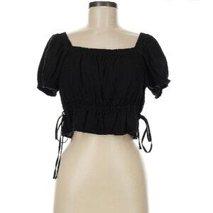 Uniqlo Black Linen Crop Top